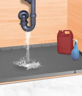 Under Sink Mat for 36” Standard Cabinet, 34" x 22" x 1" Durable & Long-Lasting Drip Tray with Unique Drain Hole, Silicone Under Sink Mats for Kitchen Waterproof by MBT Life